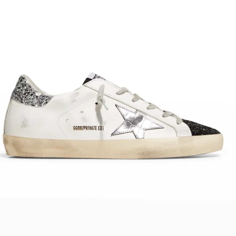 Golden Goose Superstar Leather Glitter Low-Top Sneakers